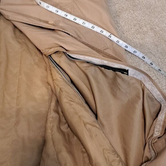 Classic Vintage Trench Coat Removable zipper Lining Pockets Funnel Neck Size 8 - Picture 10 of 16